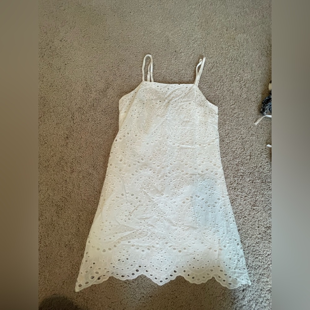 White lace material sun dress